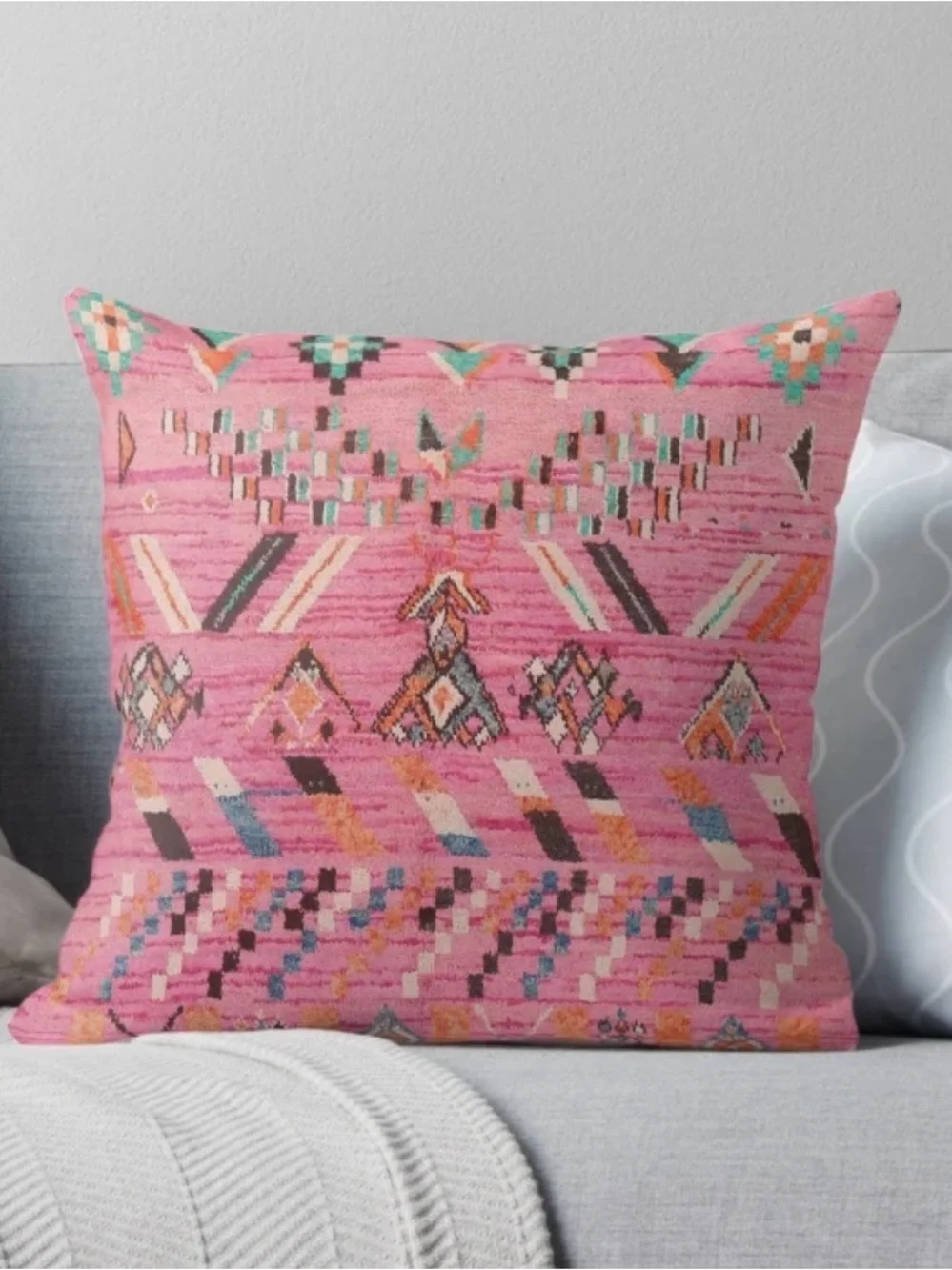 Boho Pink Aztec Pillow Covers Set Of Two (2) Size 20x20 Southwest Tribal Decor